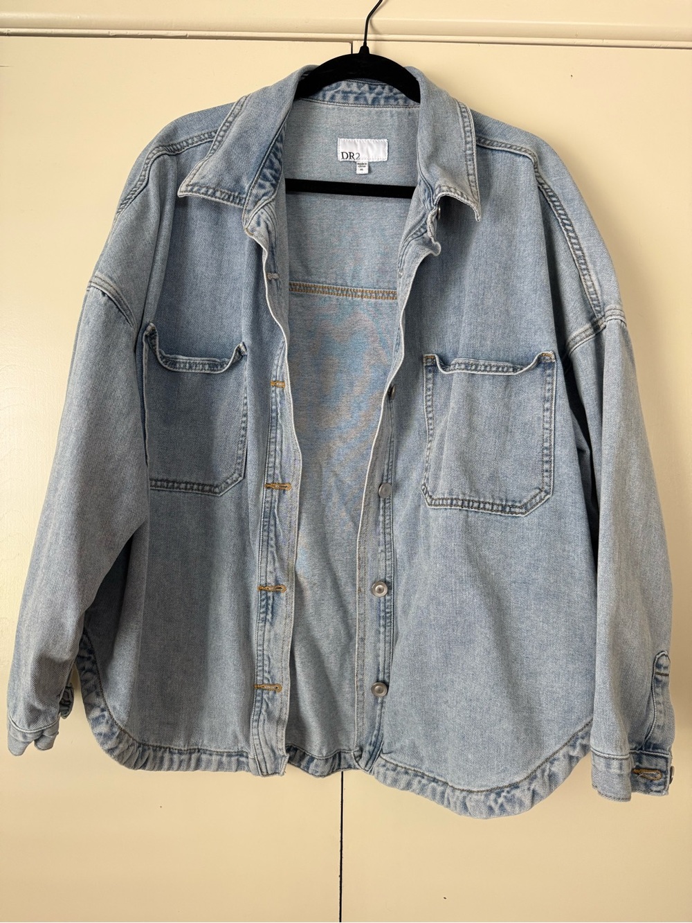 DR2 Light Wash Denim Jacket - Women's Oversized Jean Shirt